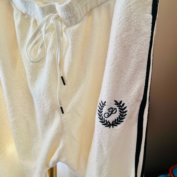 PINK by Victoria’s Secret Reverse Fleece Sweatpants in Ivory and Black, Sz L - Picture 6 of 7